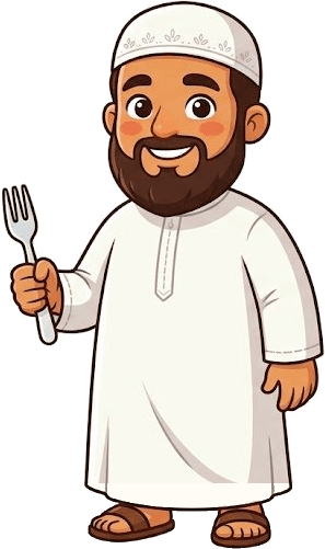 Mufti — a Pakistani imam holding a fork